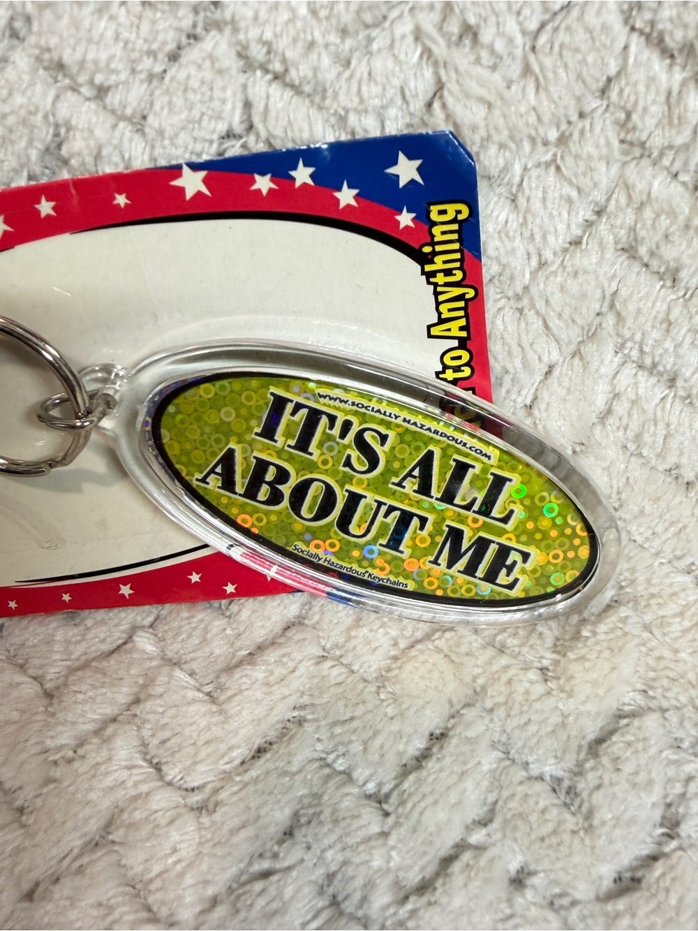 Vintage Y2K Socially Hazardous‎ Keychain It’s All About Me Deadstock Holographic